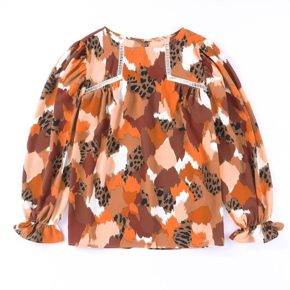 Abstract Printed Long Sleeve Blouse - Picture 10 of 11